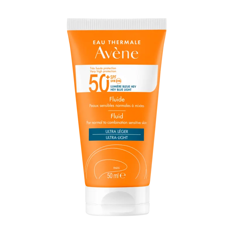 Avène Fluide SPF50+ 50 ml – peaux sensibles normales à mixtes – packshot