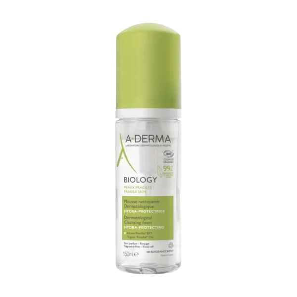 A-Derma Biology – Mousse Nettoyante Dermatologique Bio (150 ml)