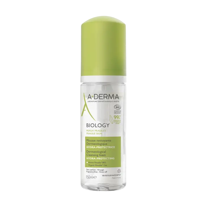A-Derma Biology – Mousse Nettoyante Dermatologique Bio (150 ml)