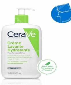 CeraVe Crème Lavante Hydratante 473 ml – flacon pompe blanc et bleu