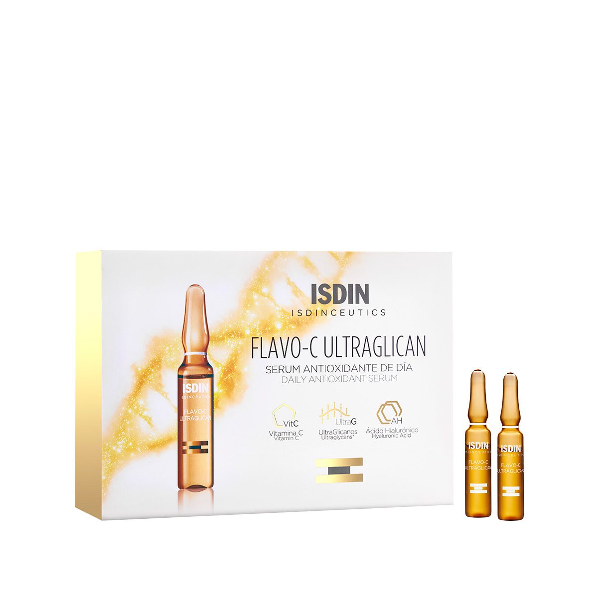ISDIN Flavo-C Ultraglican – boîte de 10 ampoules 2 ml – packshot