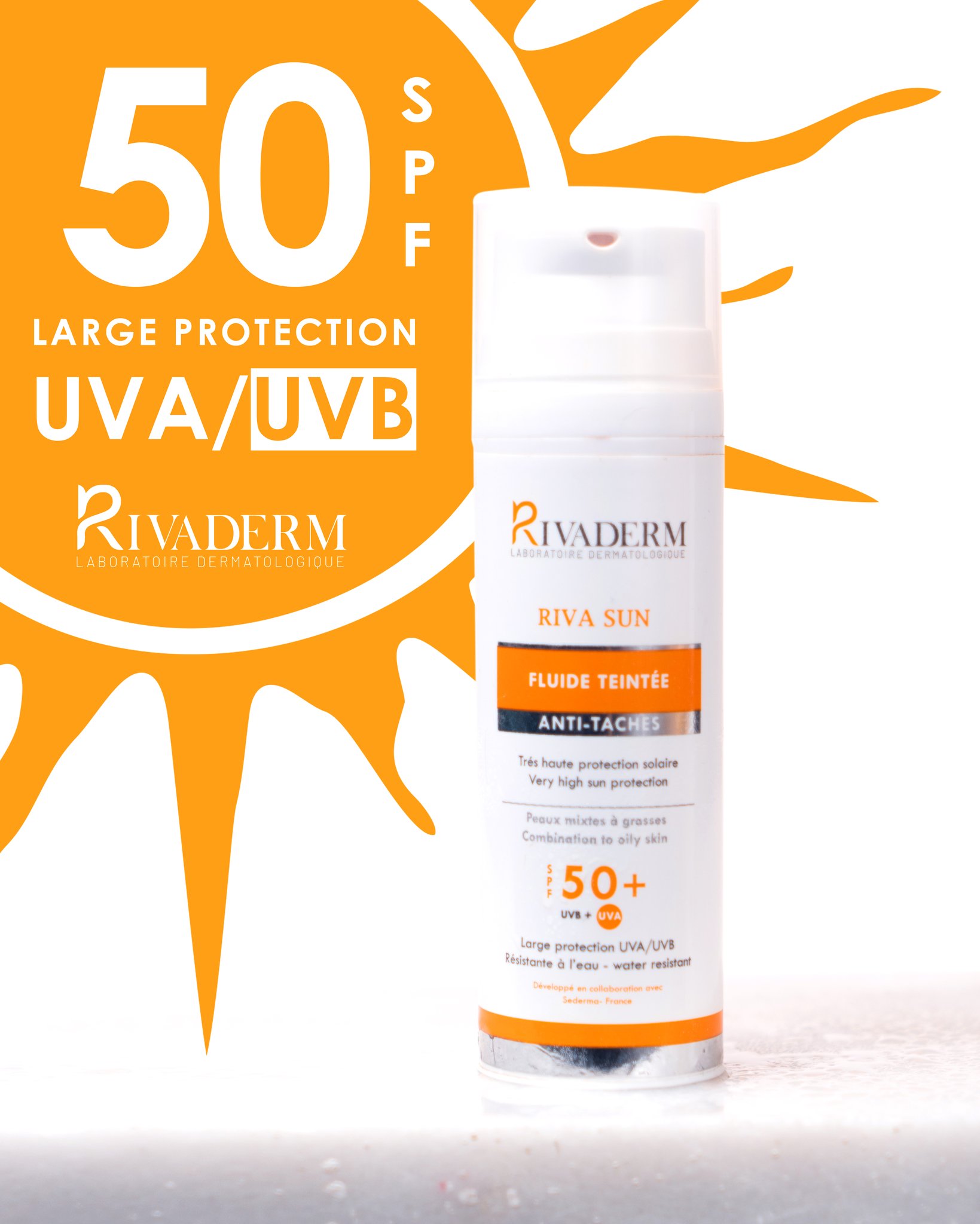 RIVADERM Riva Sun — Écran Fluide Teint Anti-Taches SPF50+ (50 ml) – Image 2