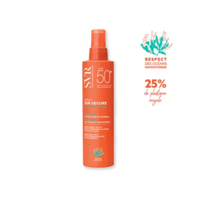 SVR Sun Secure Spray SPF50+ 200 ml — packshot spray, fond clair