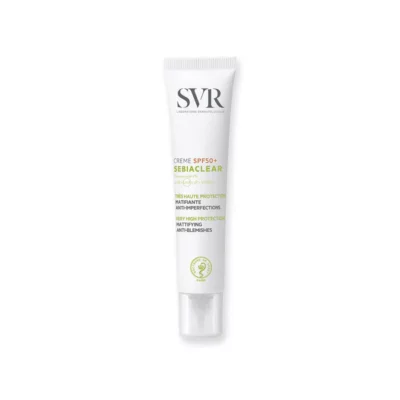 SVR Sebiaclear Crème SPF50 – Écran Matifiant Anti-Imperfections — tube, packshot fond clair