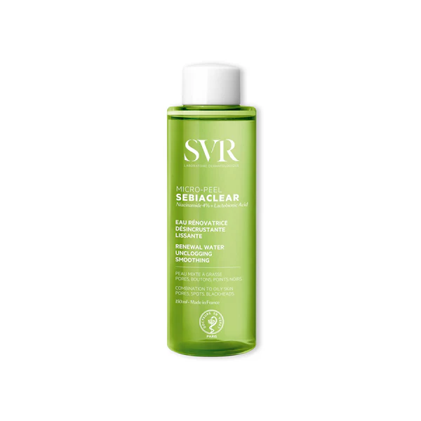 SVR Sebiaclear Micro-Peel – Eau Lissante 150 ml — flacon, packshot fond clair