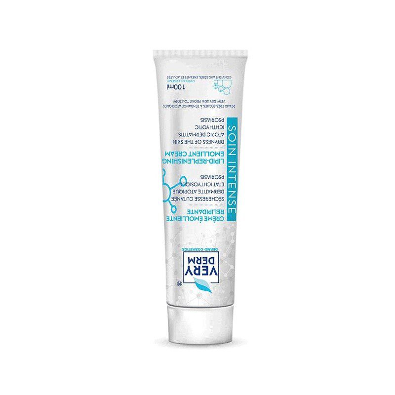 VERY DERM Crème Émolliente Relipidante 100 ml — tube, packshot fond clair