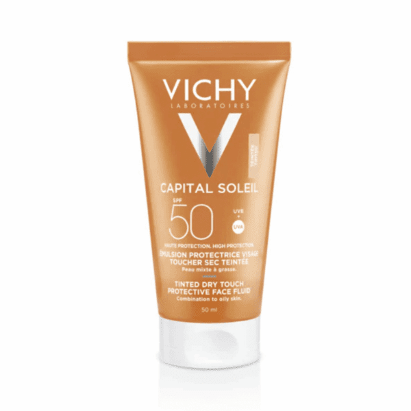 Vichy Capital Soleil BB Émulsion Toucher Sec Teintée SPF50 — 50 ml, packshot