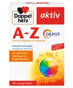 Packshot AKTIV A-Z Action Durable — boîte 30 comprimés