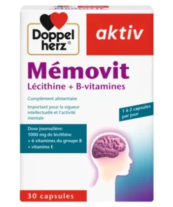 Packshot AKTIV Memovit Lécithine + Vitamines B — boîte 30 comprimés