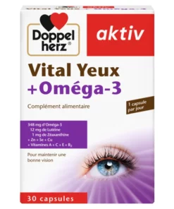 Packshot AKTIV Vital Yeux + Omega-3 — boîte 30 gélules