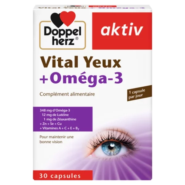 Packshot AKTIV Vital Yeux + Omega-3 — boîte 30 gélules
