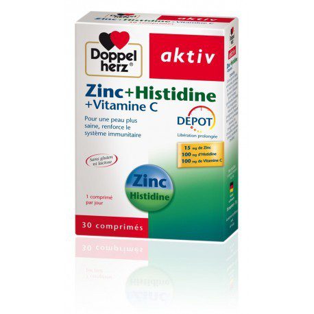 Packshot AKTIV Zinc + Histidine + Vitamine C — boîte 30 comprimés