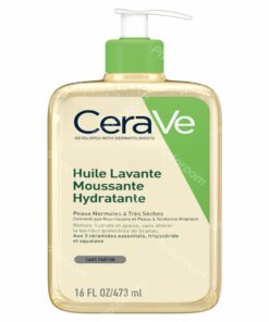CeraVe Huile Lavante Moussante Hydratante 473 ml — flacon pompe blanc et bleu
