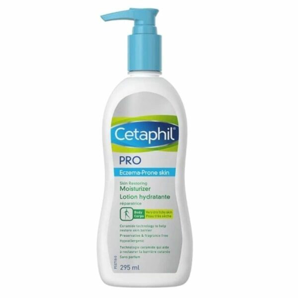 Cetaphil Pro Eczema Lotion Hydratante 295 ml — flacon pompe blanc et bleu