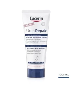 Eucerin UreaRepair PLUS Crème Pieds 10 % d’Urée — tube blanc et bleu, vue de face