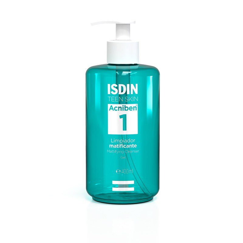 ISDIN Acniben Mattifying Cleanser 400 ml — flacon pompe, vue de face