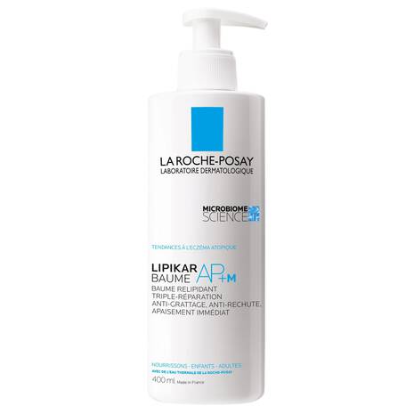 La Roche-Posay Lipikar AP+ Baume Relipidant 400 ml — flacon pompe, vue de face