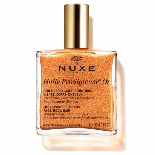 NUXE Huile Prodigieuse OR 100 ml — flacon transparent et élégant, vue de face
