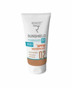 Roncey SunShield Waterproof SPF50+ Teinte 02 — 50 ml, packshot (3 versions)