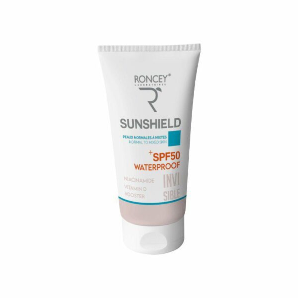 Roncey SunShield Waterproof SPF50+ Invisible — 50 ml, packshot (3 versions)