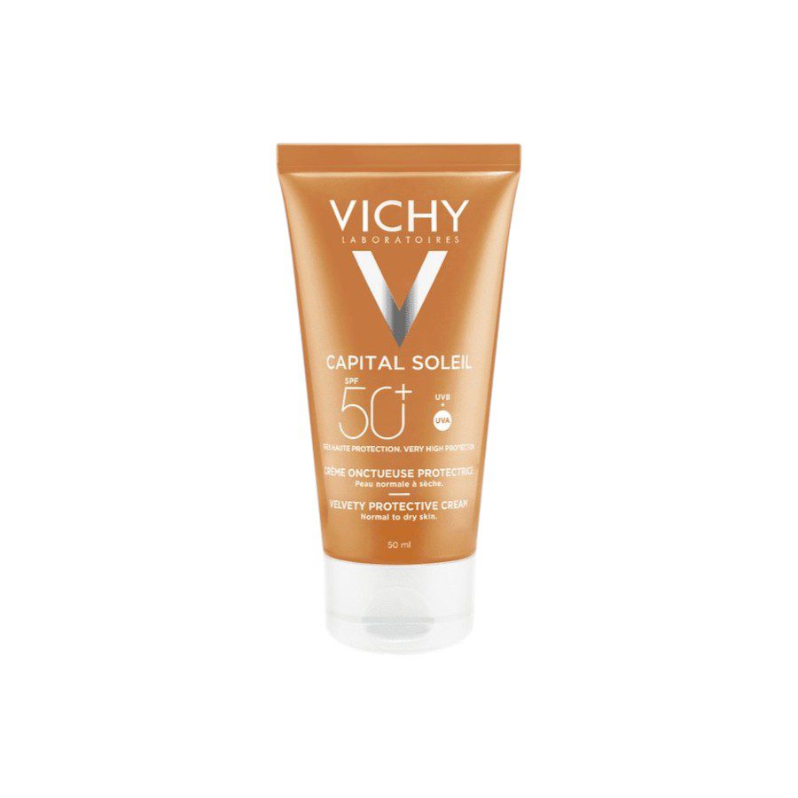 Vichy Capital Soleil Crème Onctueuse Perfectrice SPF50+ — tube, packshot