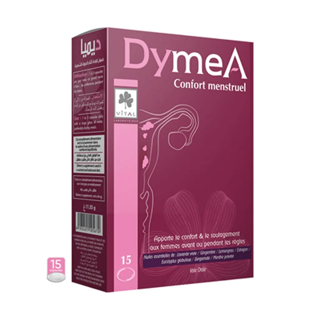 Packshot VITAL Dymea Confort Menstruel — boîte 15 gélules