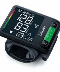 Packshot « Beurer BC 87 » affichant SYS/DIA, pouls et symbole Bluetooth.