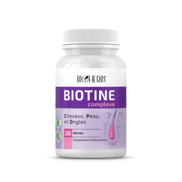 Packshot face — Bioherbs Biotine Complexe 30 gélules