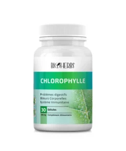 Packshot du flacon « Bioherbs Chlorophylle 30 gélules » sur fond blanc.