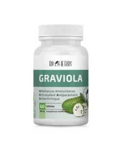 Packshot du flacon « Bioherbs Graviola 60 gélules » sur fond blanc.