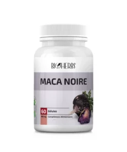 Packshot du flacon « Bioherbs Maca Noire 60 gélules » sur fond blanc.