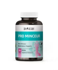 Packshot du flacon « Bioherbs Pro Minceur 90 gélules » sur fond blanc, étiquette nette.
