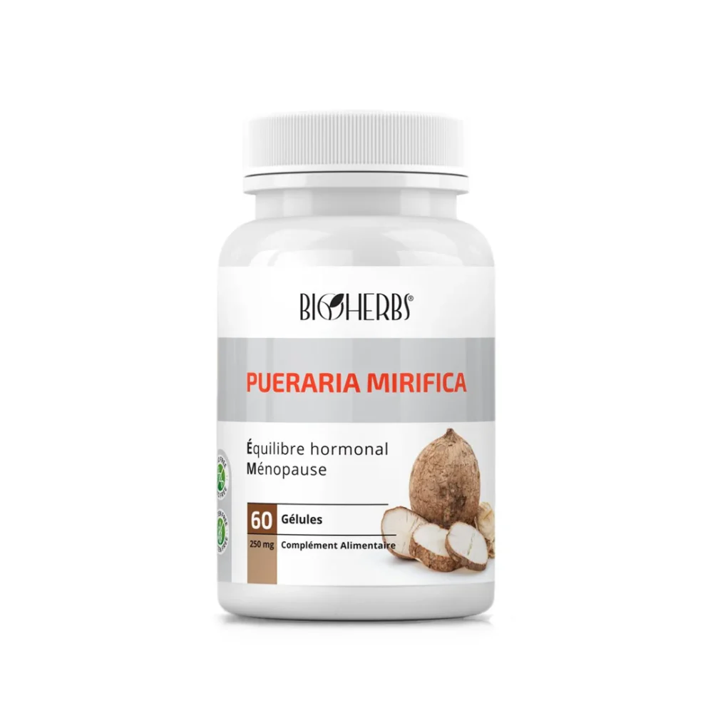 Packshot du flacon « Bioherbs Pueraria Mirifica 60 gélules » sur fond blanc.