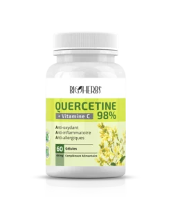 Packshot du flacon « Bioherbs Quercétine 60 gélules » sur fond blanc.