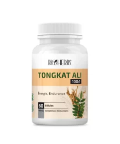 Packshot du flacon « Bioherbs Tongkat Ali 60 gélules » sur fond blanc.