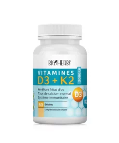 Packshot face — Bioherbs Vitamines D3+K2 60 gélules