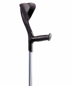 Canne canadienne en aluminium avec appui antébrachial et poignée ergonomique.