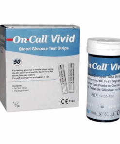 Packshot « On Call Vivid Bandelettes — Boîte de 50 » avec flacon.