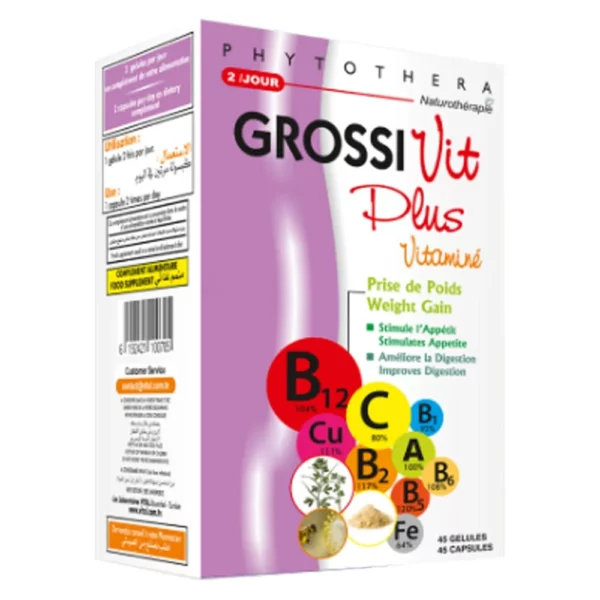 Packshot face — Phytothéra Grossivit Plus Vitamine 45 gélules