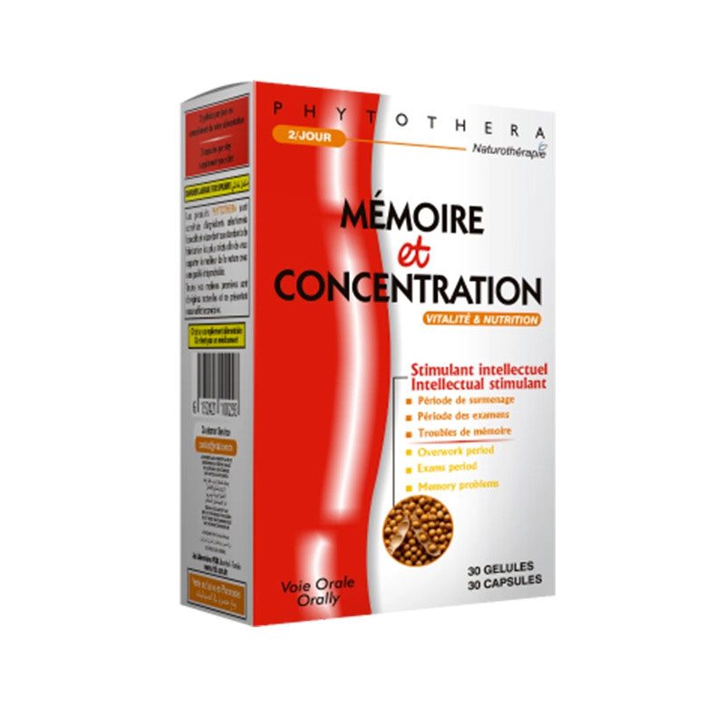 Packshot face — Phytothéra Mémoire et Concentration 30 gélules