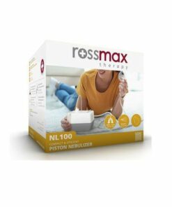 Packshot « ROSSMAX NL100 » avec unité, gobelet, tuyau et masque.