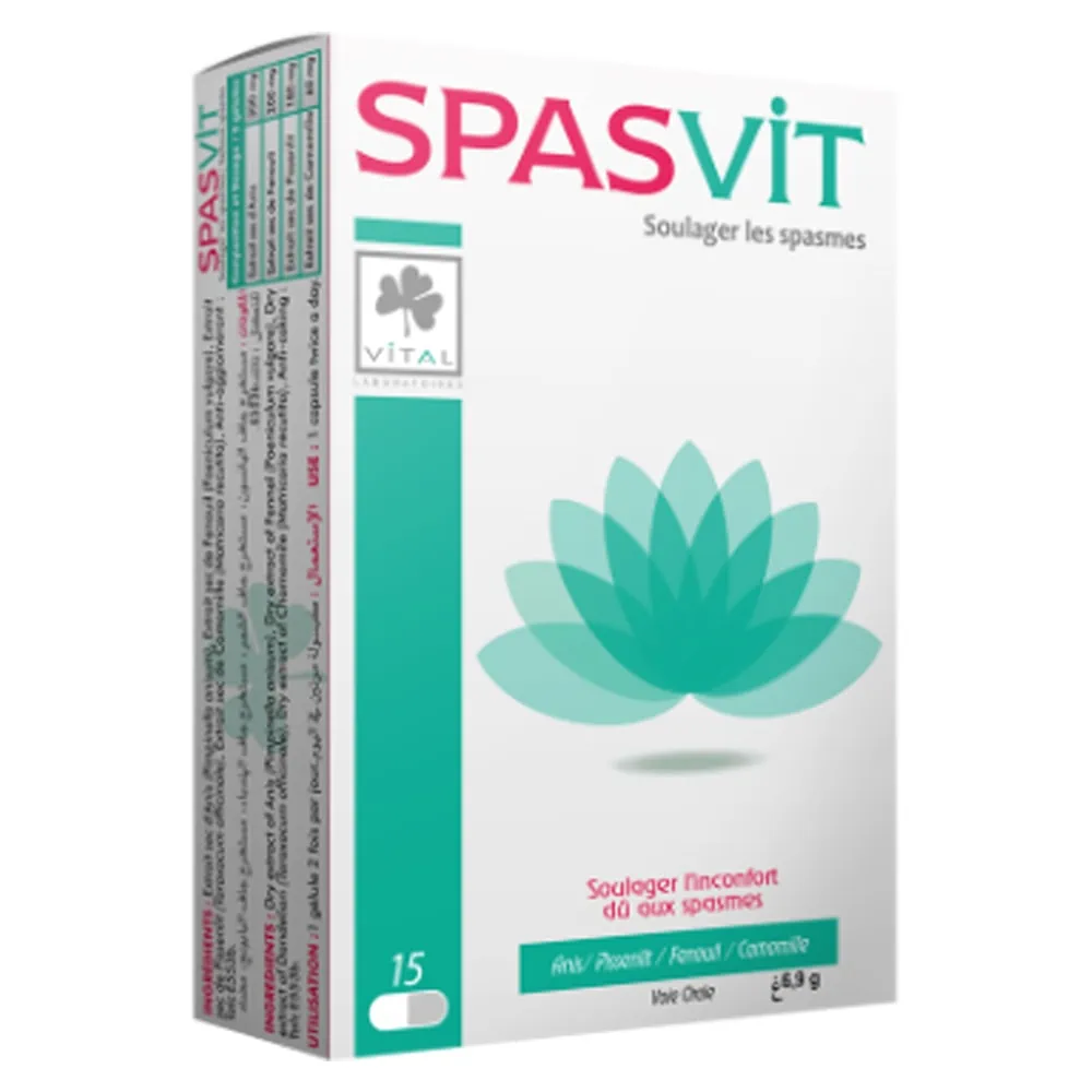 Packshot face — Vital Spasvit 15 gélules
