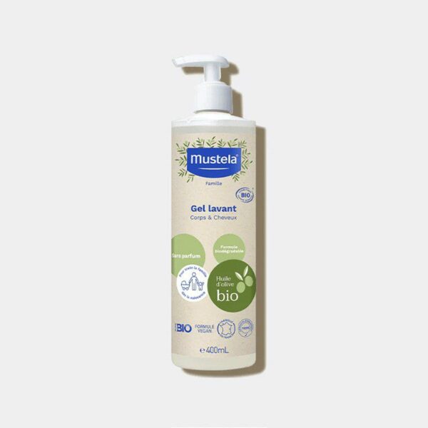 Mustela Bio Gel Lavant Cheveux et Corps 400 ml – gel lavant bébé certifié bio
