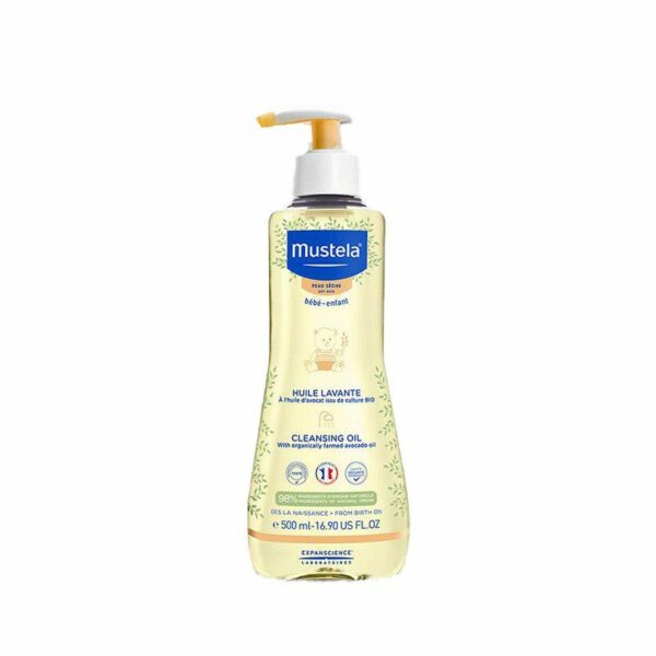 Mustela Huile Lavante Avocat Bio 500 ml – peau sèche bébé, nettoyage nourrissant