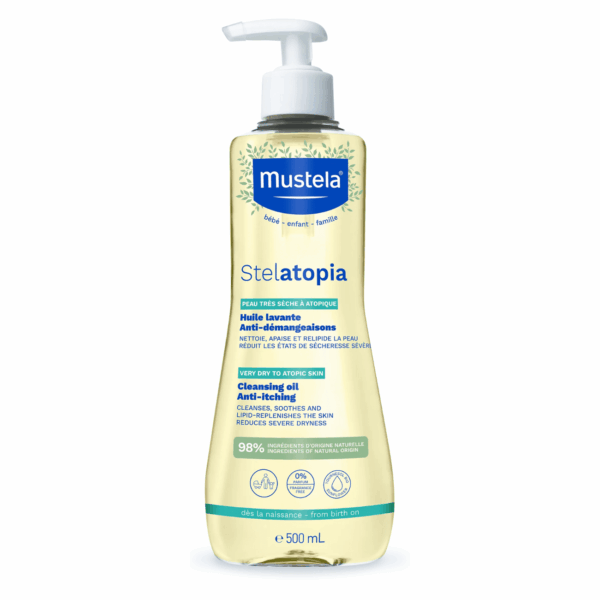 Mustela Stelatopia Huile Lavante 500 ml – peau atopique bébé, nettoyant relipidant