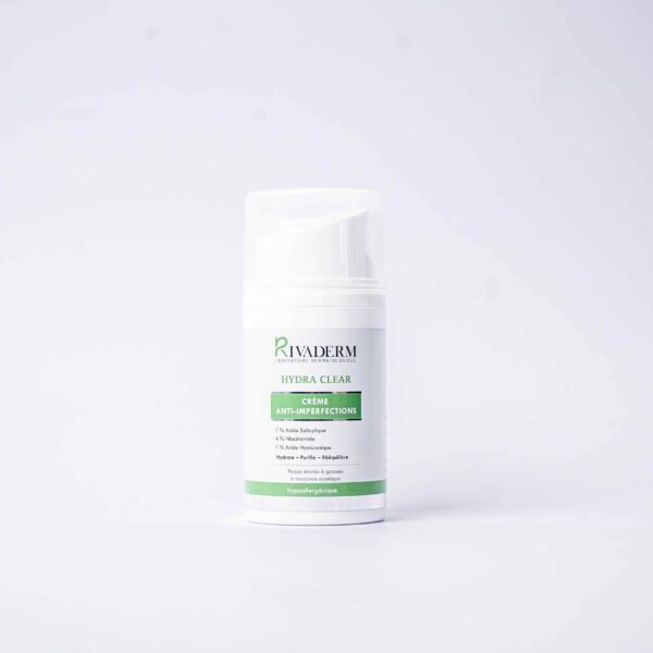 Packshot face — RIVADERM Hydra Clear Crème Anti-Imperfections flacon pompe